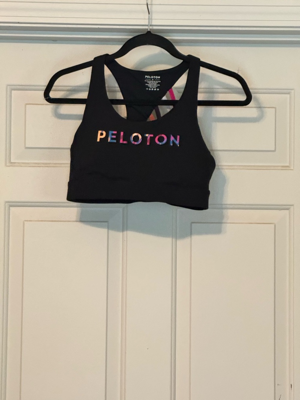 Peloton Black Sports Bra with Multicolor Straps